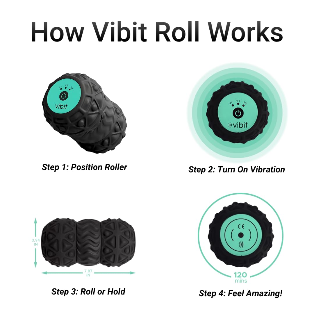 Vibit held in hand to show size and portability for on-the-go recovery