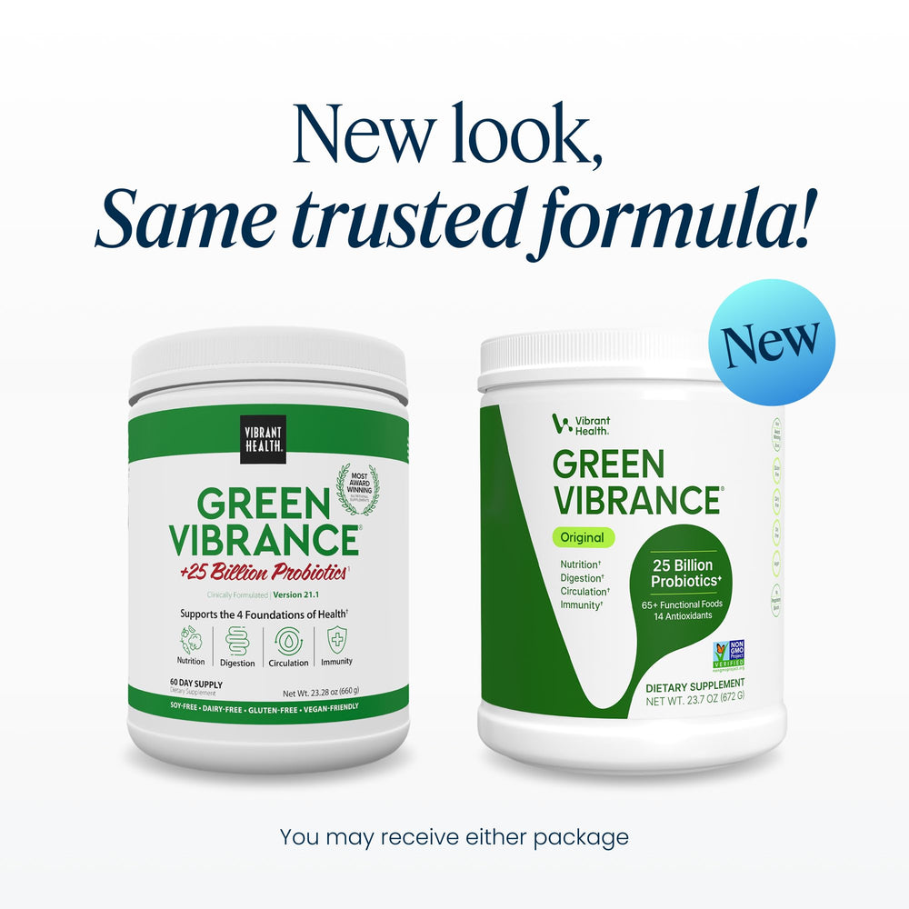 Vibrant Health scoop of powder showing fine texture and easy mixing benefit