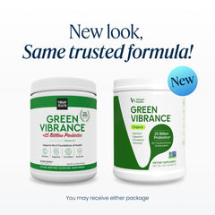 Vibrant Health scoop of powder showing fine texture and easy mixing benefit