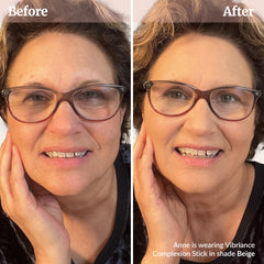 Vibriance blending on cheek showing contouring definition and youthful finish benefit