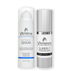 Vibriance front packaging showing both serums and box, clear brand presentation and clarity
