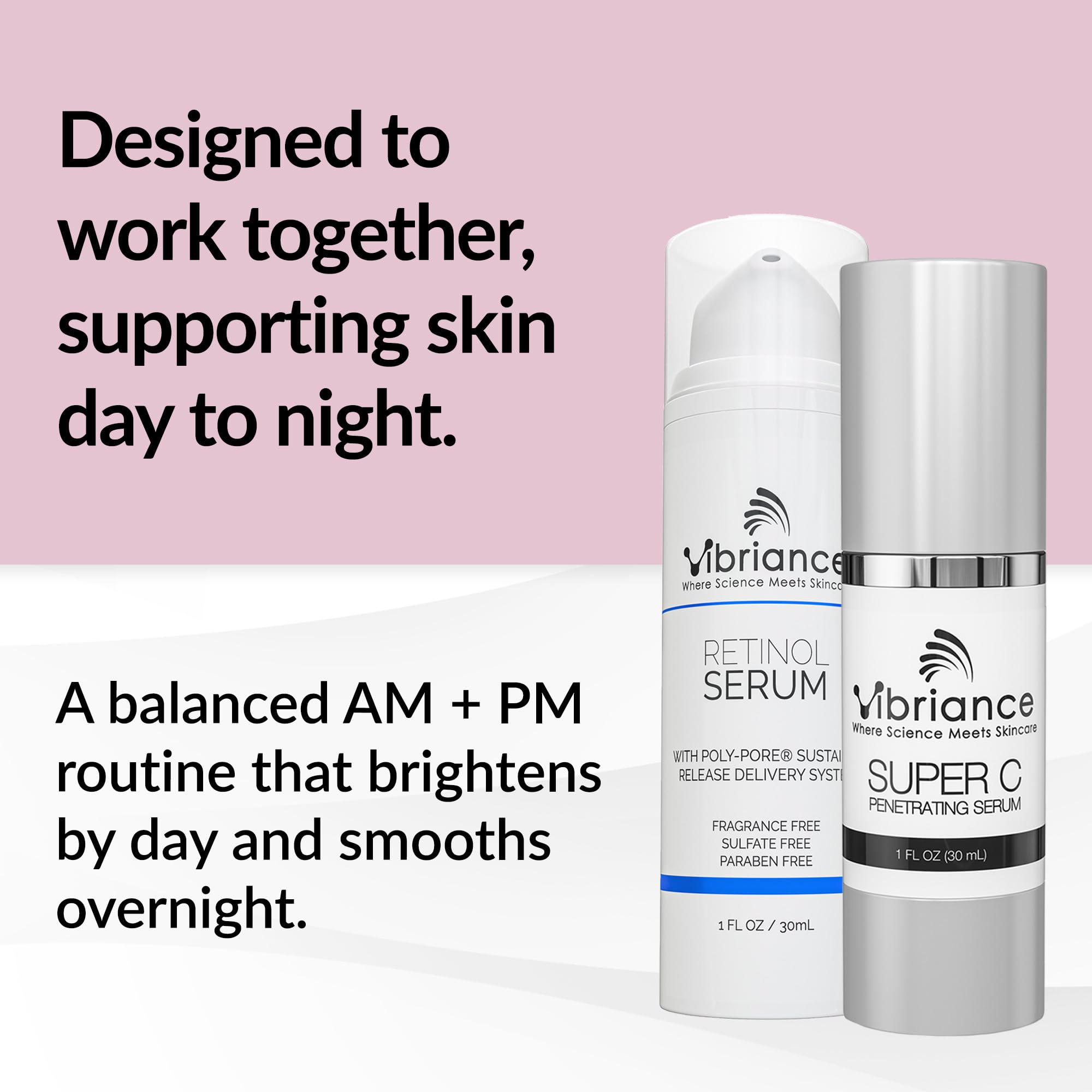 Vibriance Super C serum droplet texture on skin, showing smooth absorption benefit
