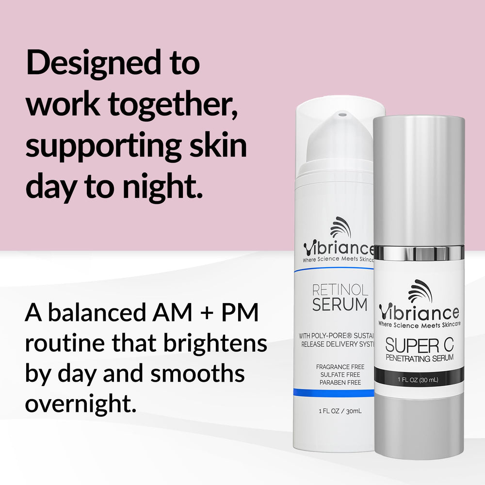 Vibriance Super C serum droplet texture on skin, showing smooth absorption benefit