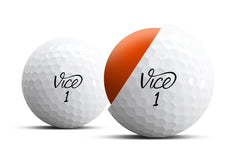 Vice Golf ball in hand for scale demonstrating soft feel and handling benefit