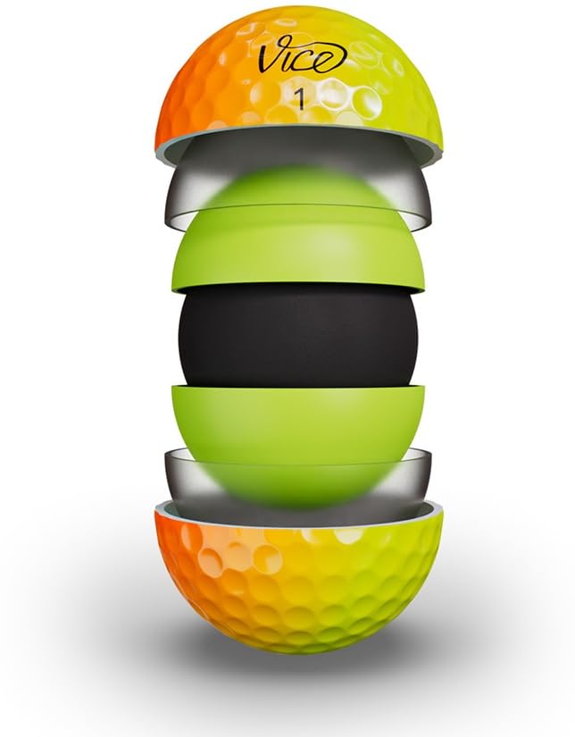 Vice Golf Pro Plus beside tee and ball marker showing size, pack, and portability