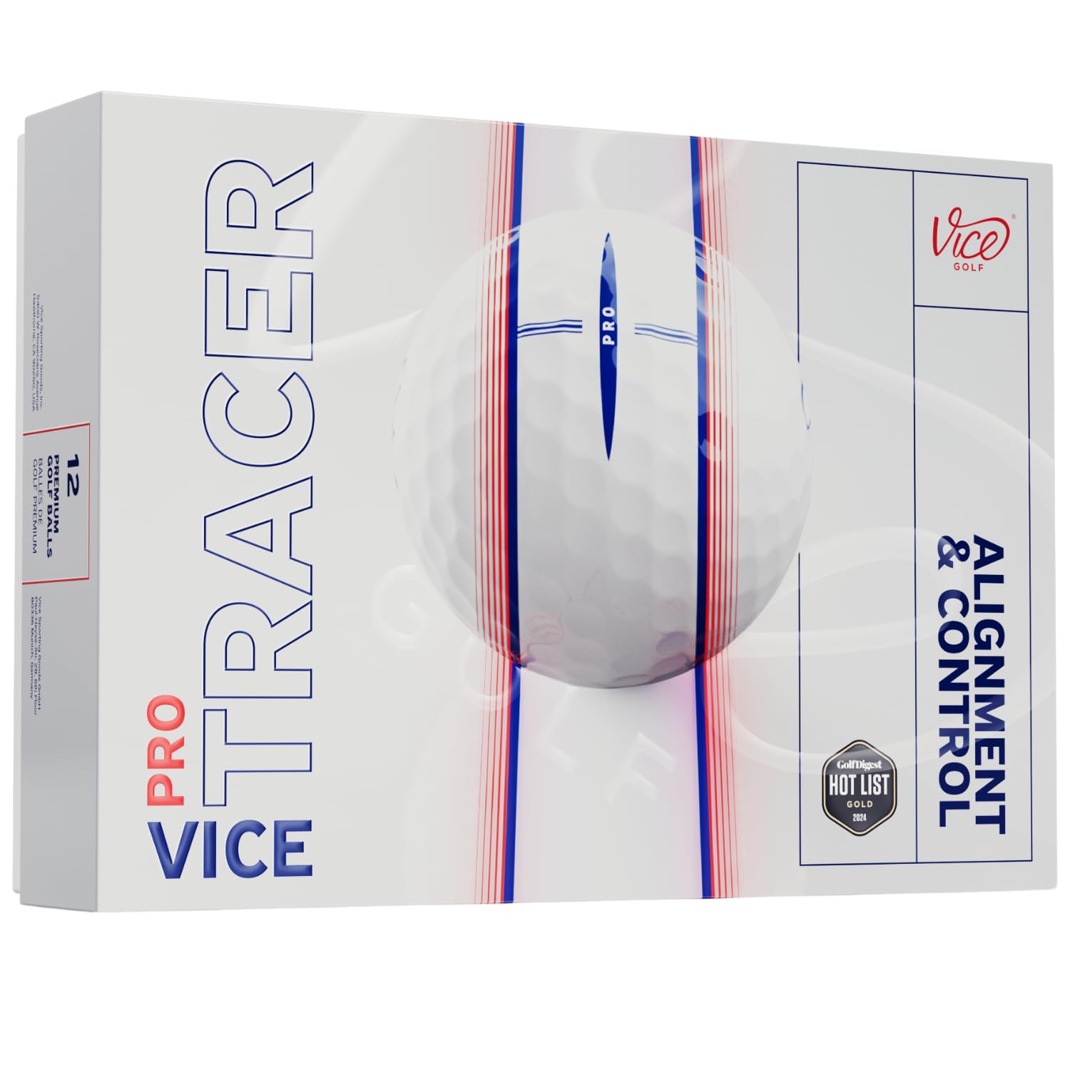 Vice Golf tracer front view showing bold alignment lines for instant feedback