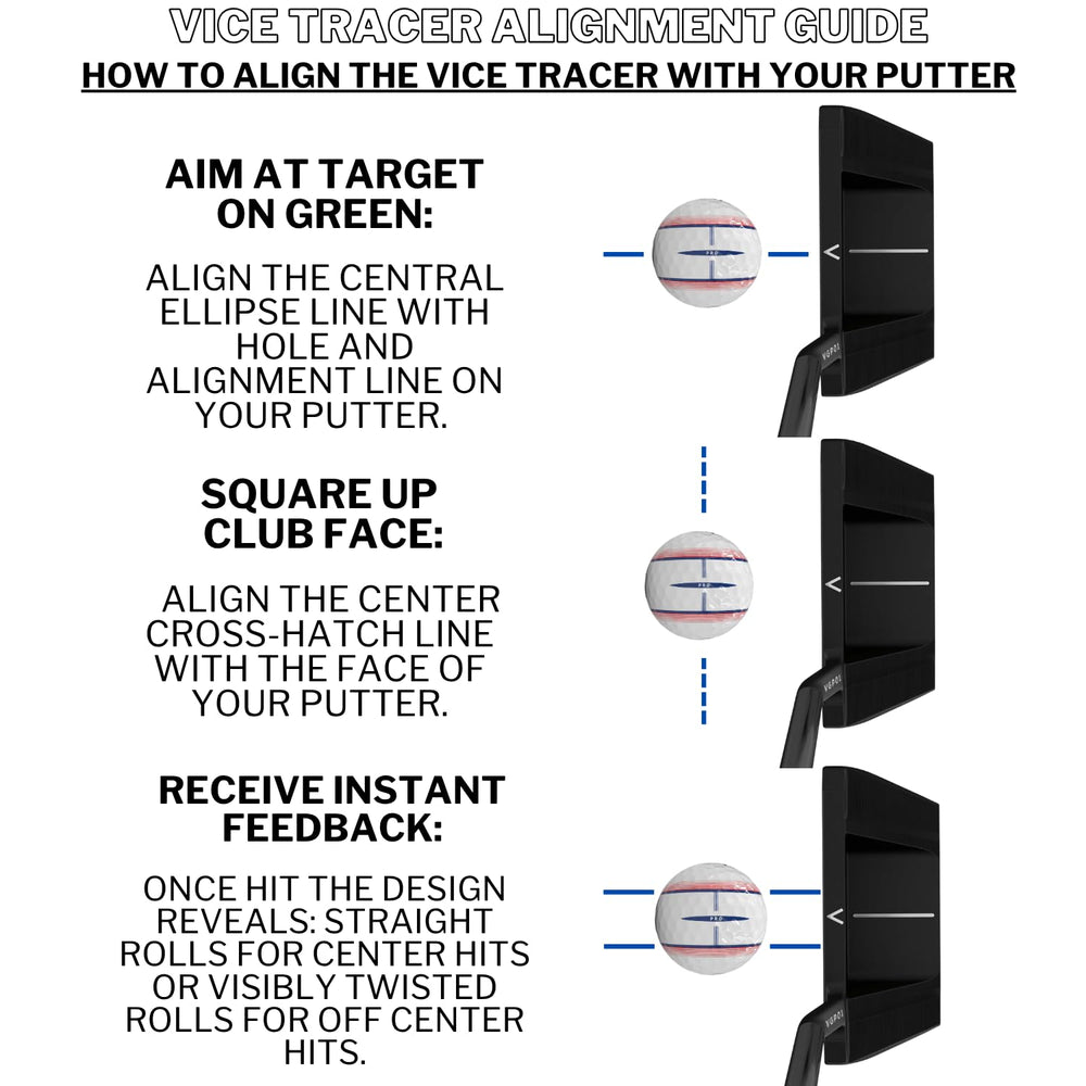 Vice Golf tracer beside coin for scale and clear size reference benefit