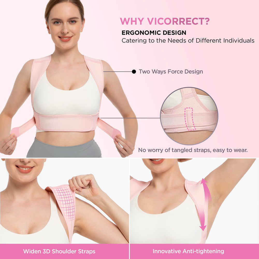 Vicorrect adjustable strap detail showing easy fit adjustment benefit