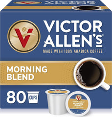 Victor Allen's Coffee front packaging showing 80-count and light roast benefit convenience