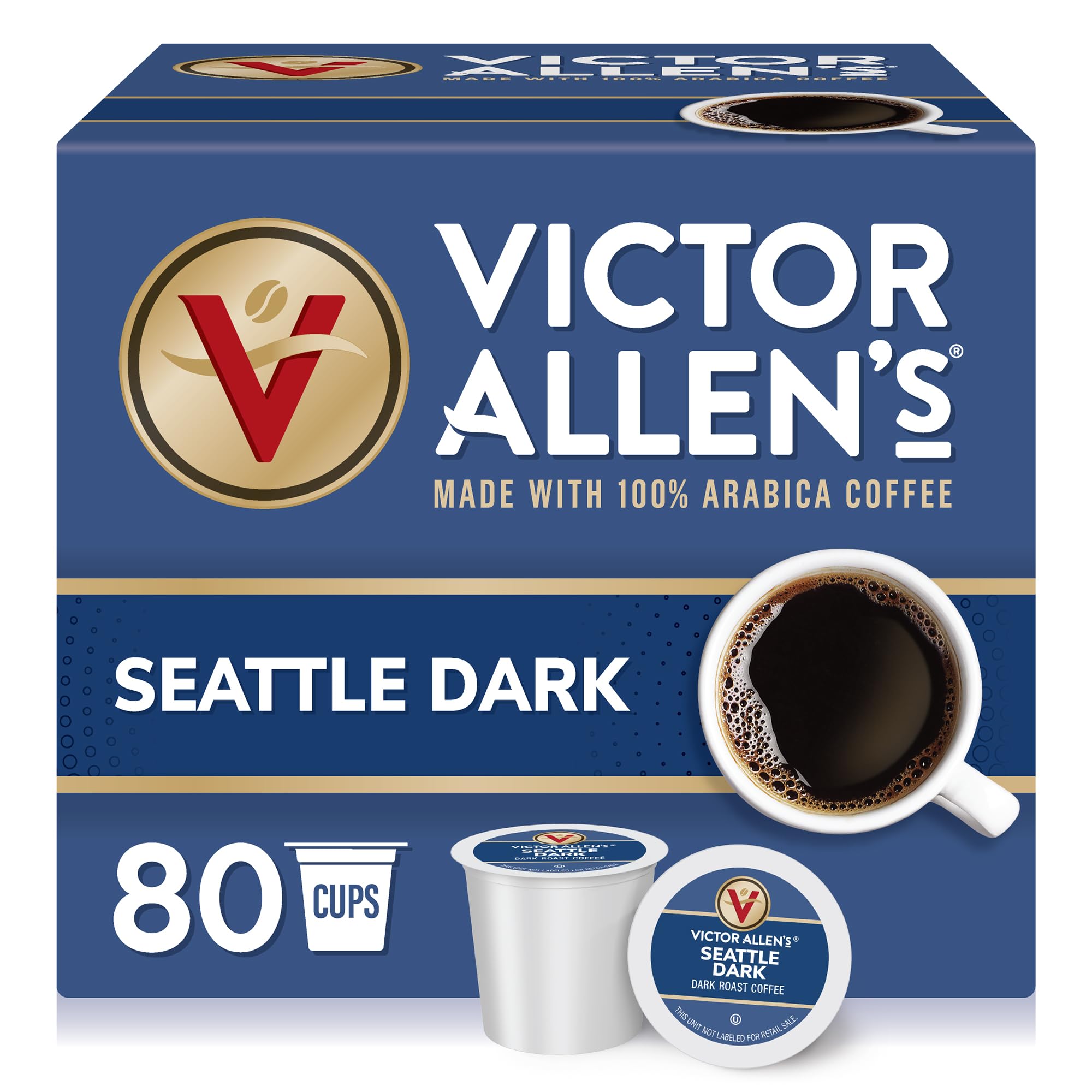 Victor Allen's front box view showing 80 pods and bold branding for convenient supply