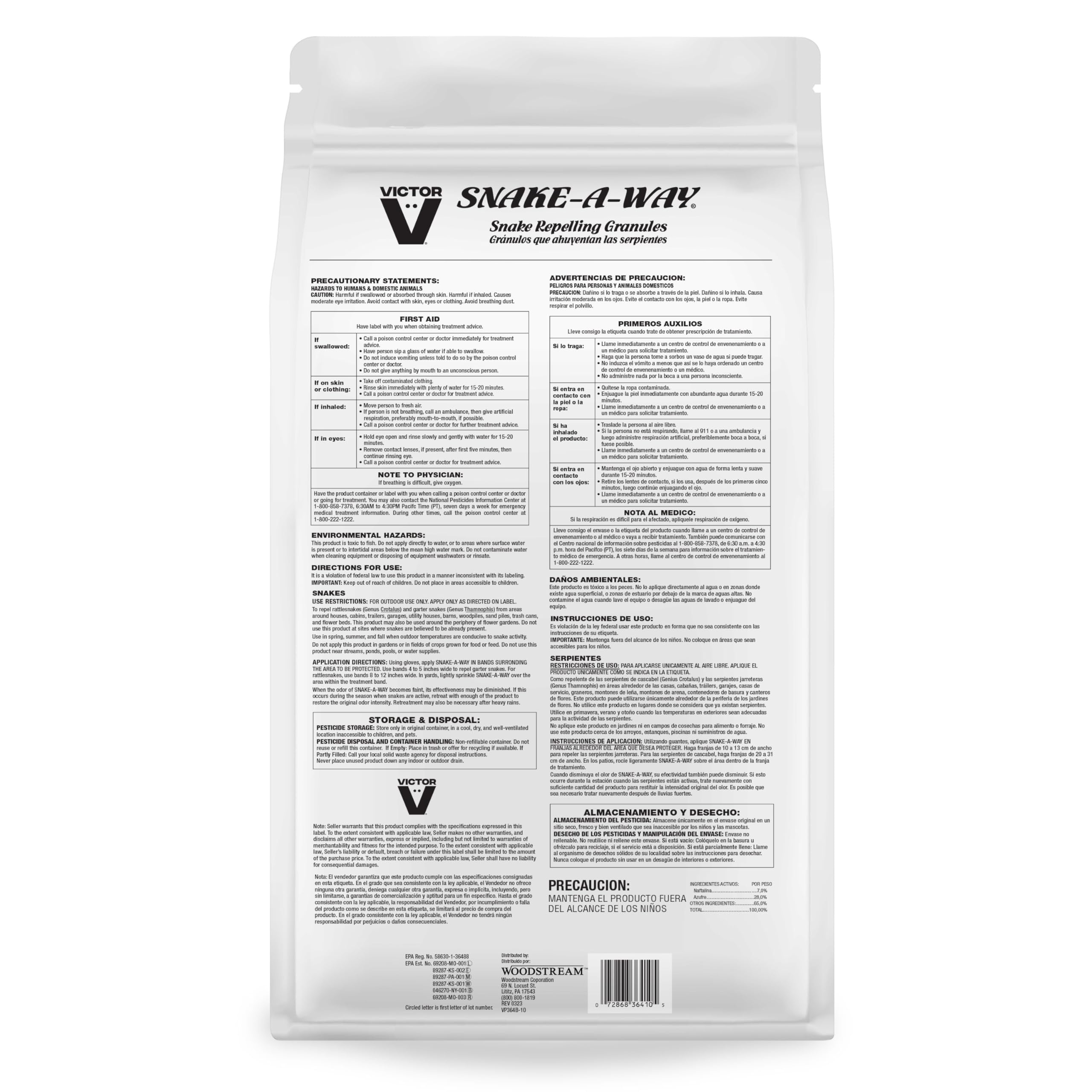 Victor granules placed beside garden bed to protect landscape borders without disturbing plants