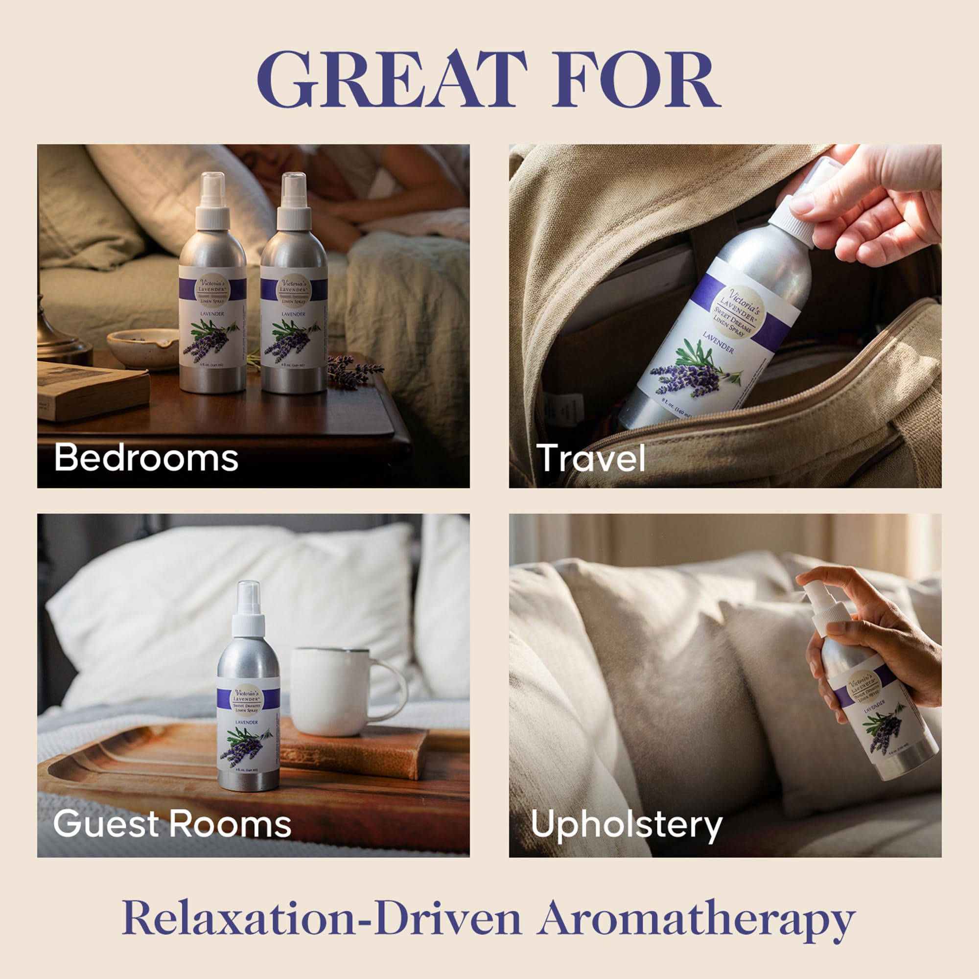 Victoria's Lavender bottle beside common items to show actual 8oz size
