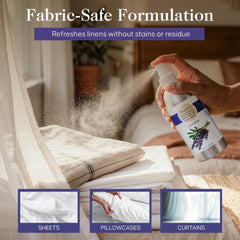 Victoria's Lavender being sprayed on pillow creating a soothing bedtime scent