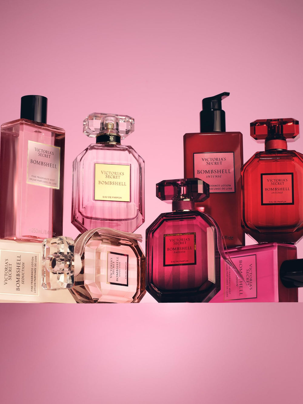 Victoria's Secret Bombshell on a vanity with accessories suggesting everyday feminine versatility
