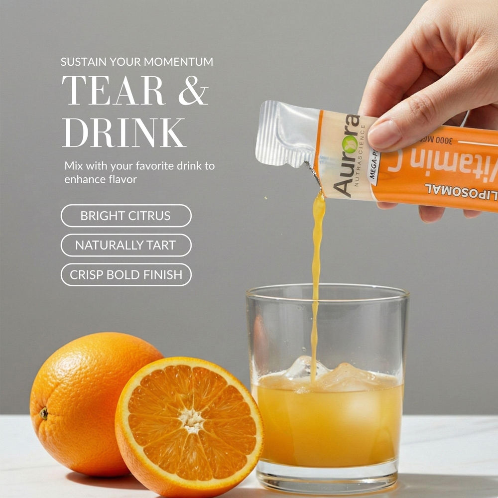 Vida Lifescience Aurora orange-flavor lifestyle shot offering pleasant taste appeal
