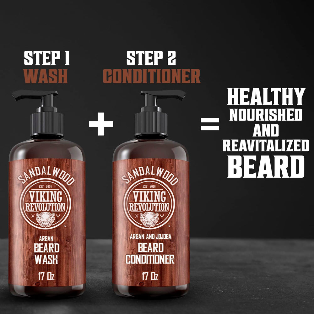 Viking Revolution applied in shower to damp beard for deep hydration benefit