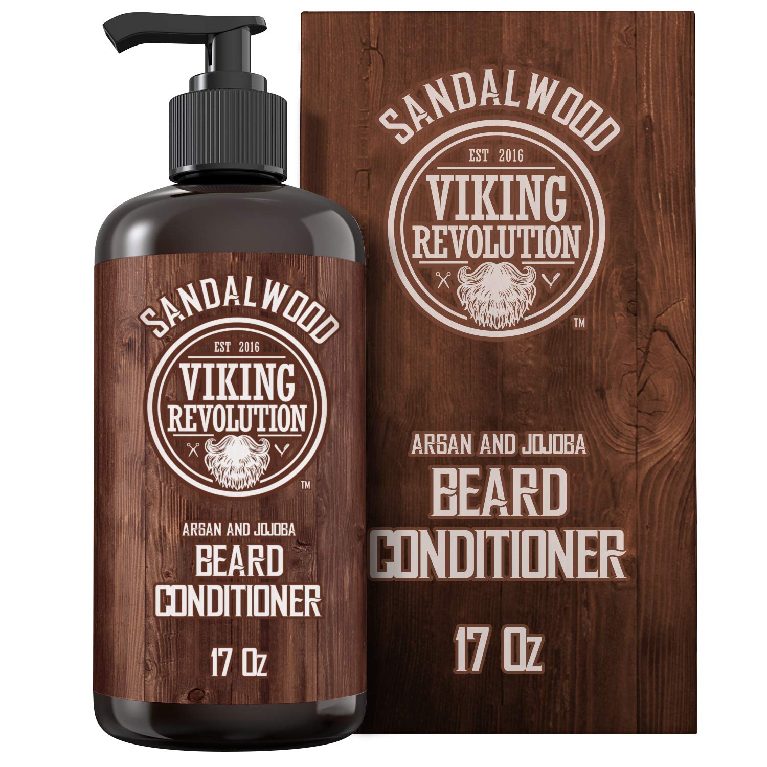 Viking Revolution beard conditioner front jar showing product and benefit softening beard