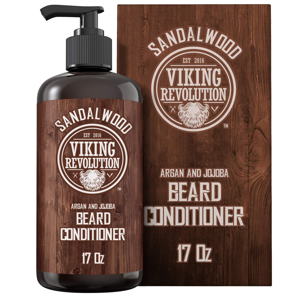 Viking Revolution beard conditioner front jar showing product and benefit softening beard