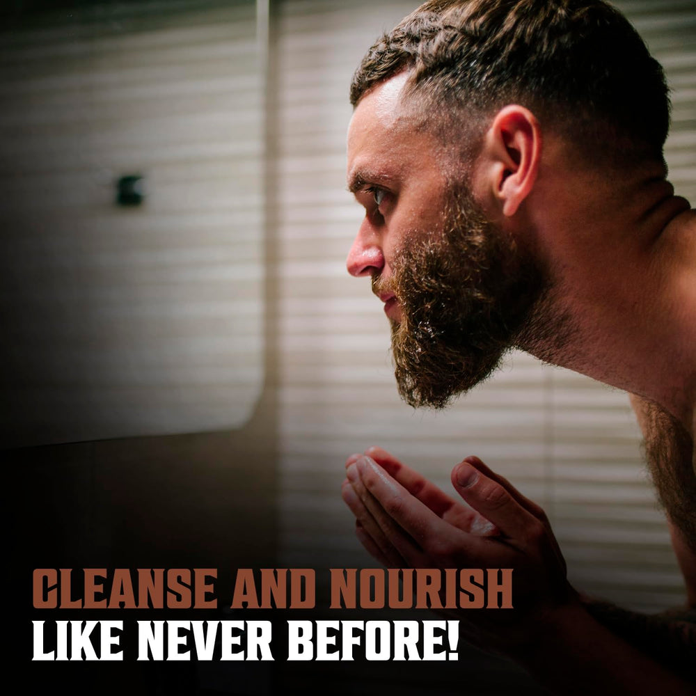 Viking Revolution rich lather texture in hand demonstrating deep cleansing benefit