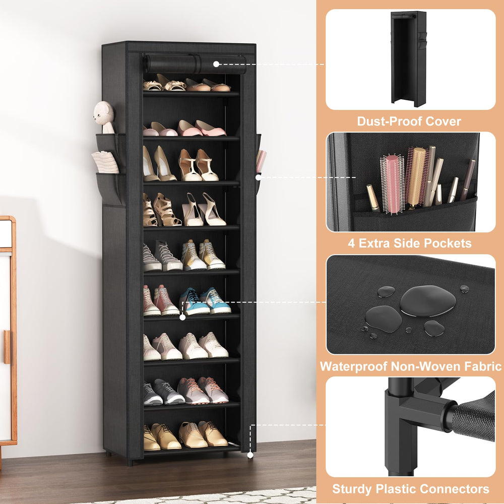 VILICK shelves loaded with shoes demonstrating storage capacity