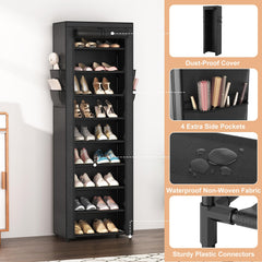 VILICK shelves loaded with shoes demonstrating storage capacity