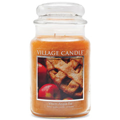 Village Candle warm apple pie front view showing jar and cozy scent
