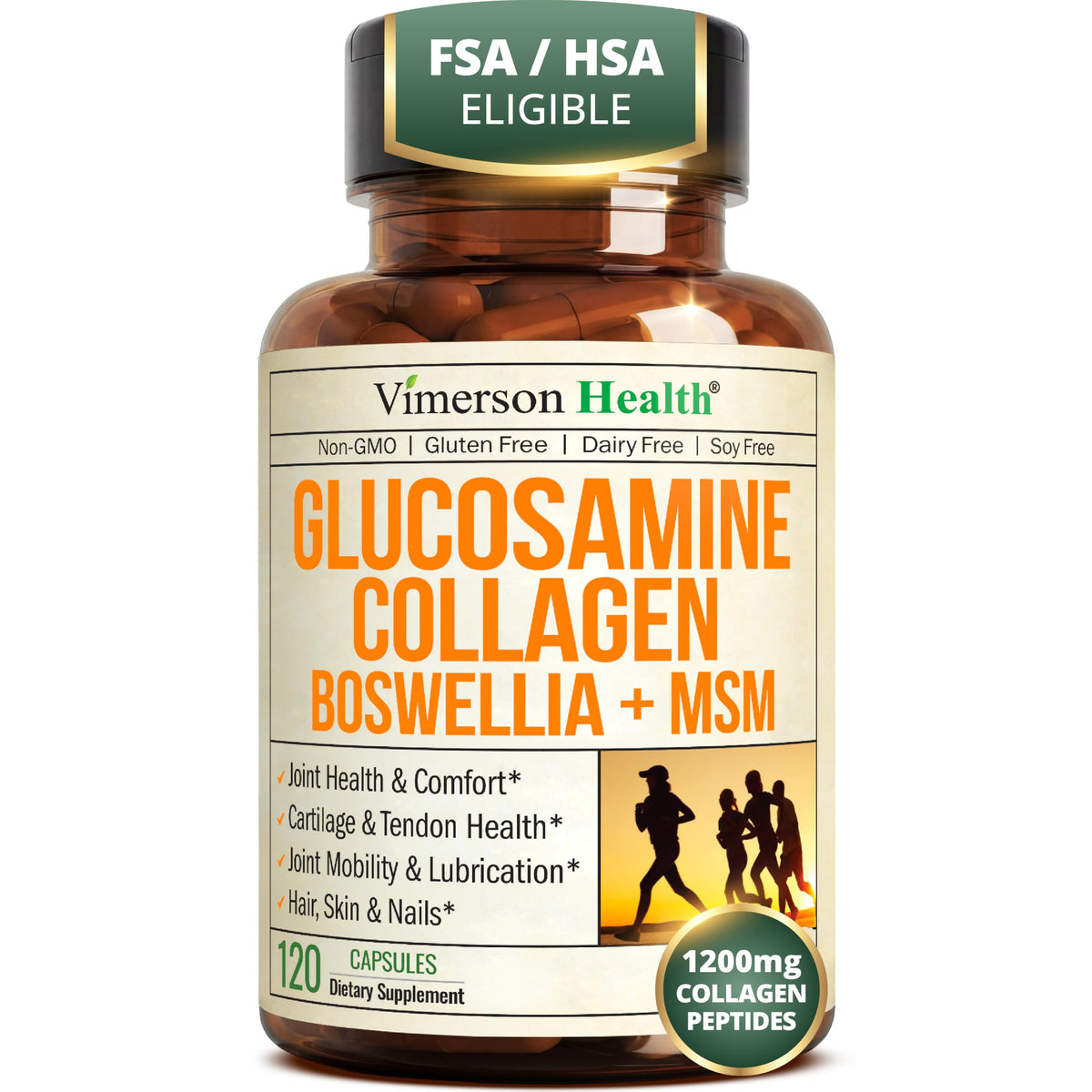 Vimerson Health front bottle showing supplement benefits and branding