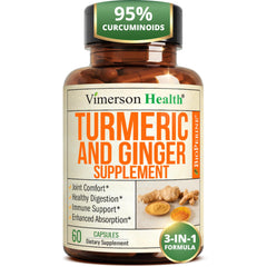 Vimerson Health front packaging showing turmeric and ginger support benefits