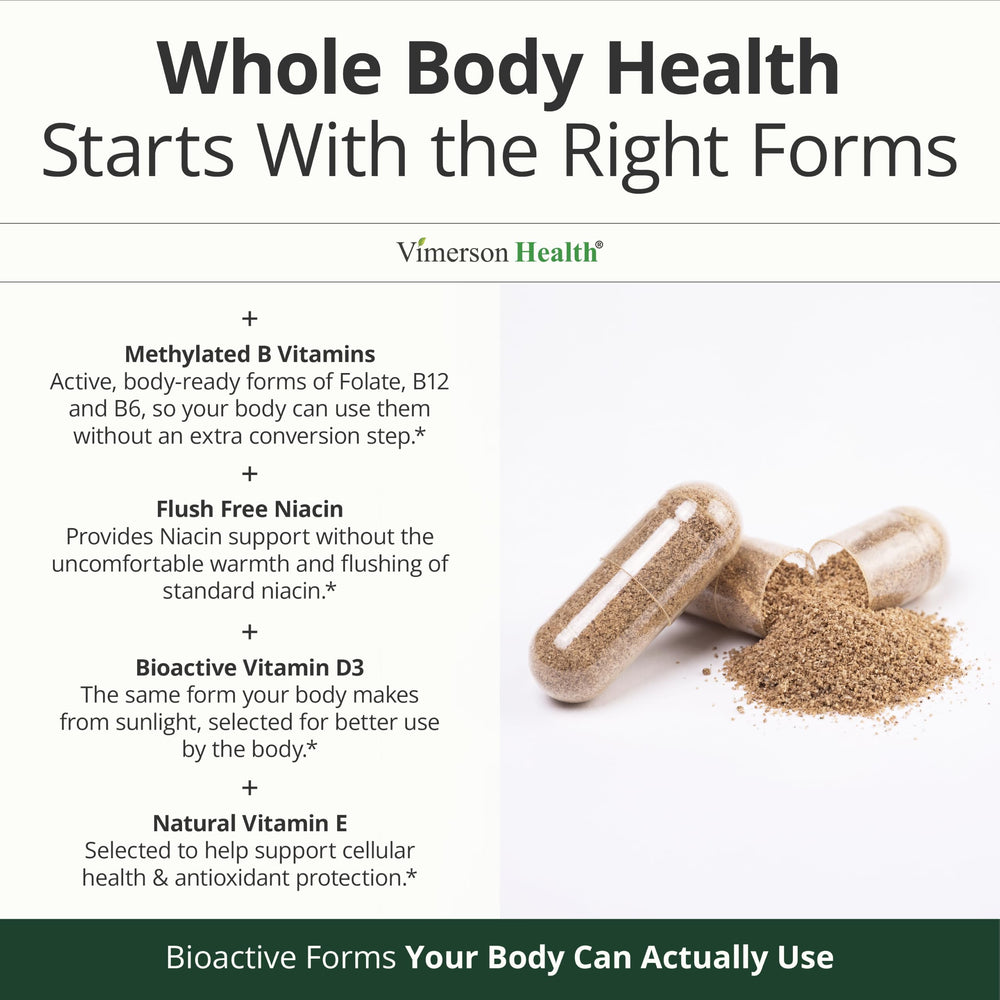 Vimerson Health bottle beside measuring scale showing 60 capsules equals 30-day supply