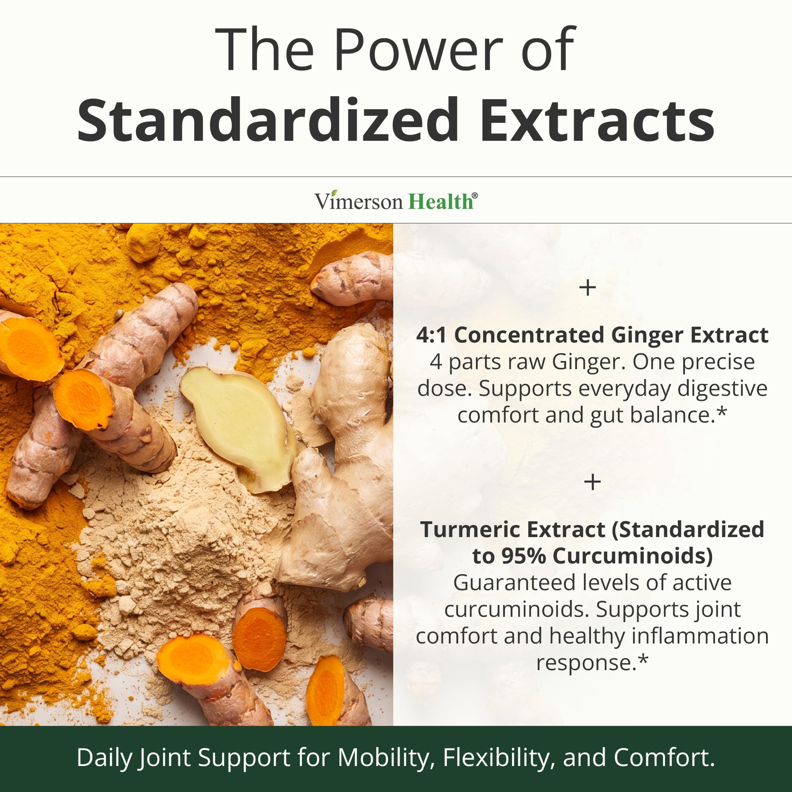 Supplement facts label of Vimerson Health showing ingredient potency and standards