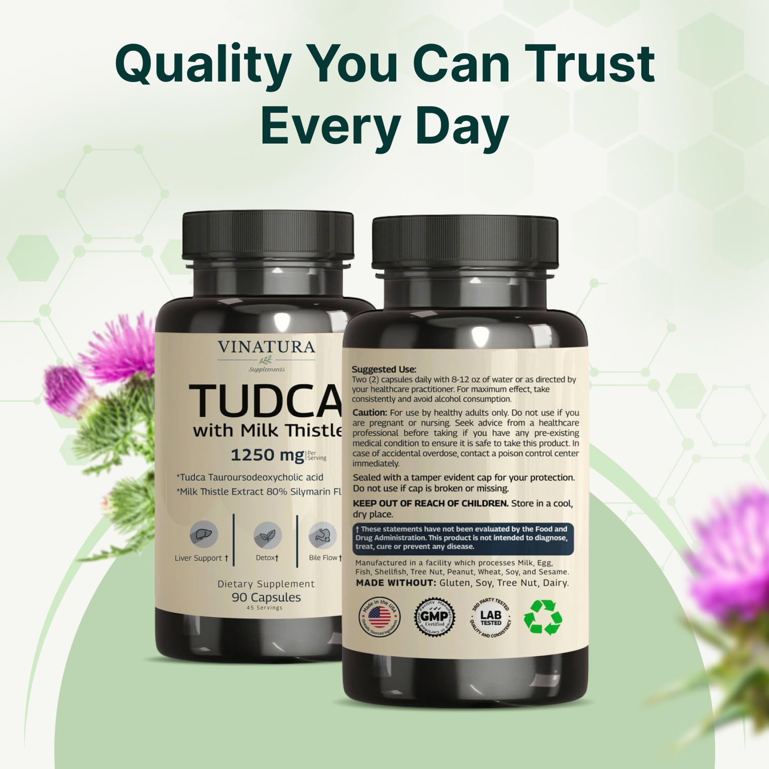 VINATURA bottle on kitchen counter, lifestyle scene showing daily supplement use