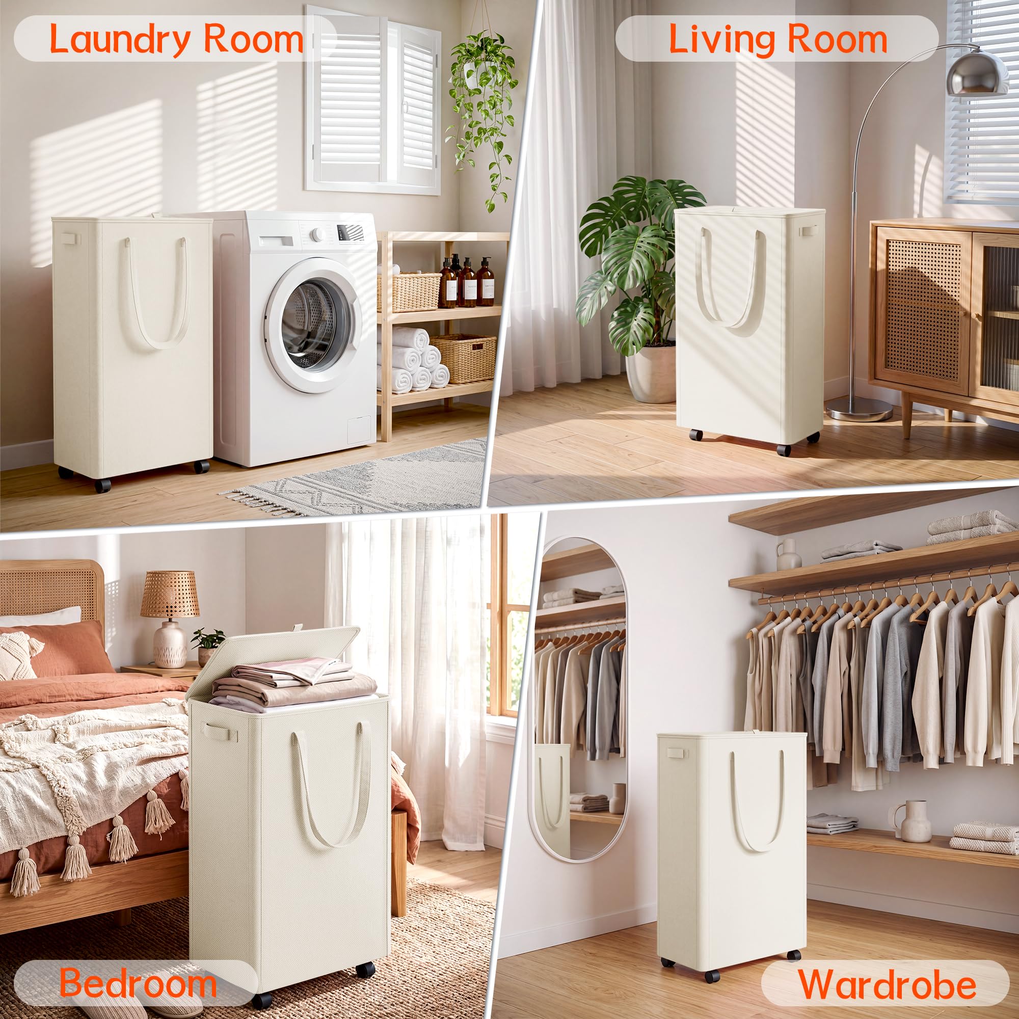 Vincona lid open with filled laundry showing tidy concealment and large capacity