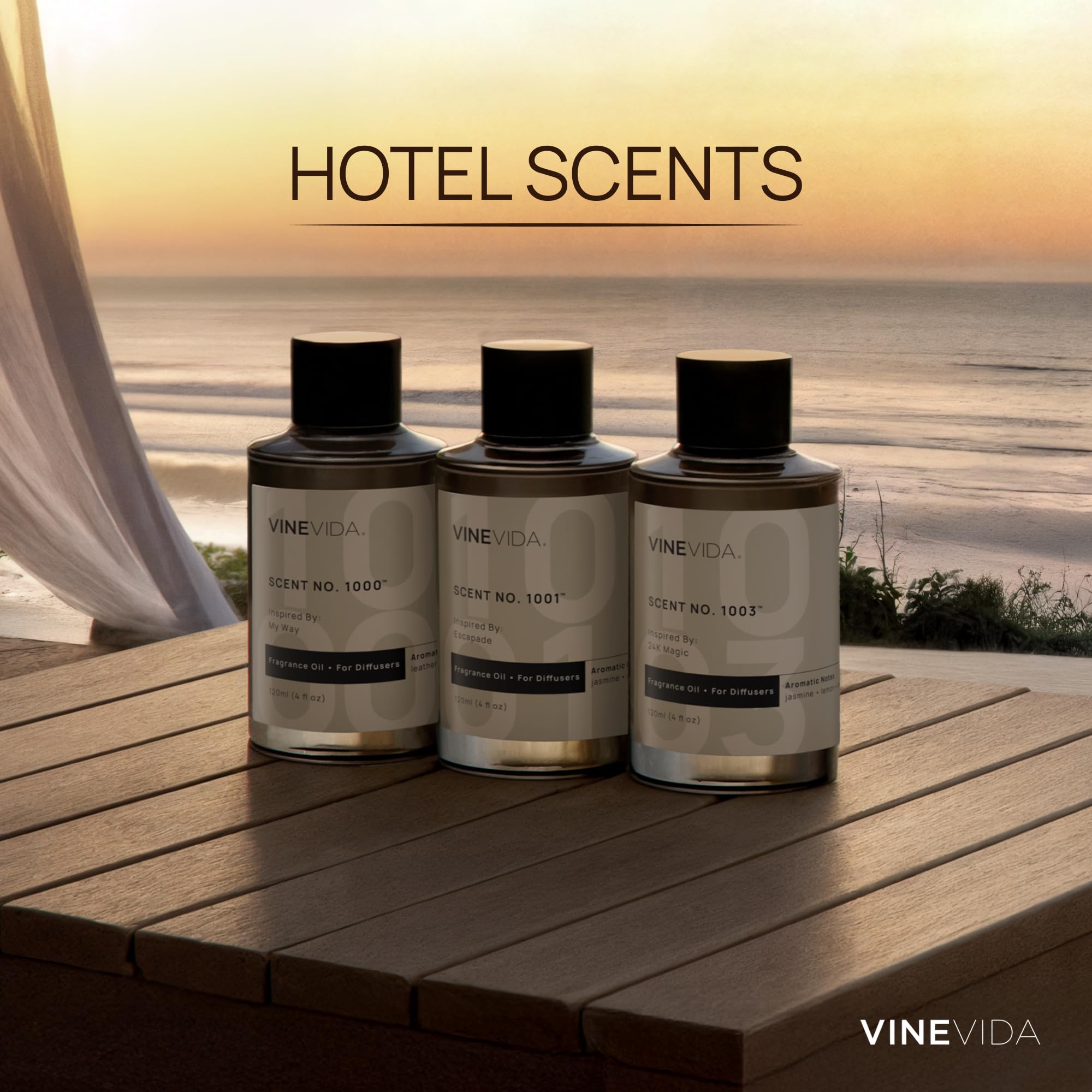 VINEVIDA label close-up highlighting scent No.1000 and clean formulation benefits