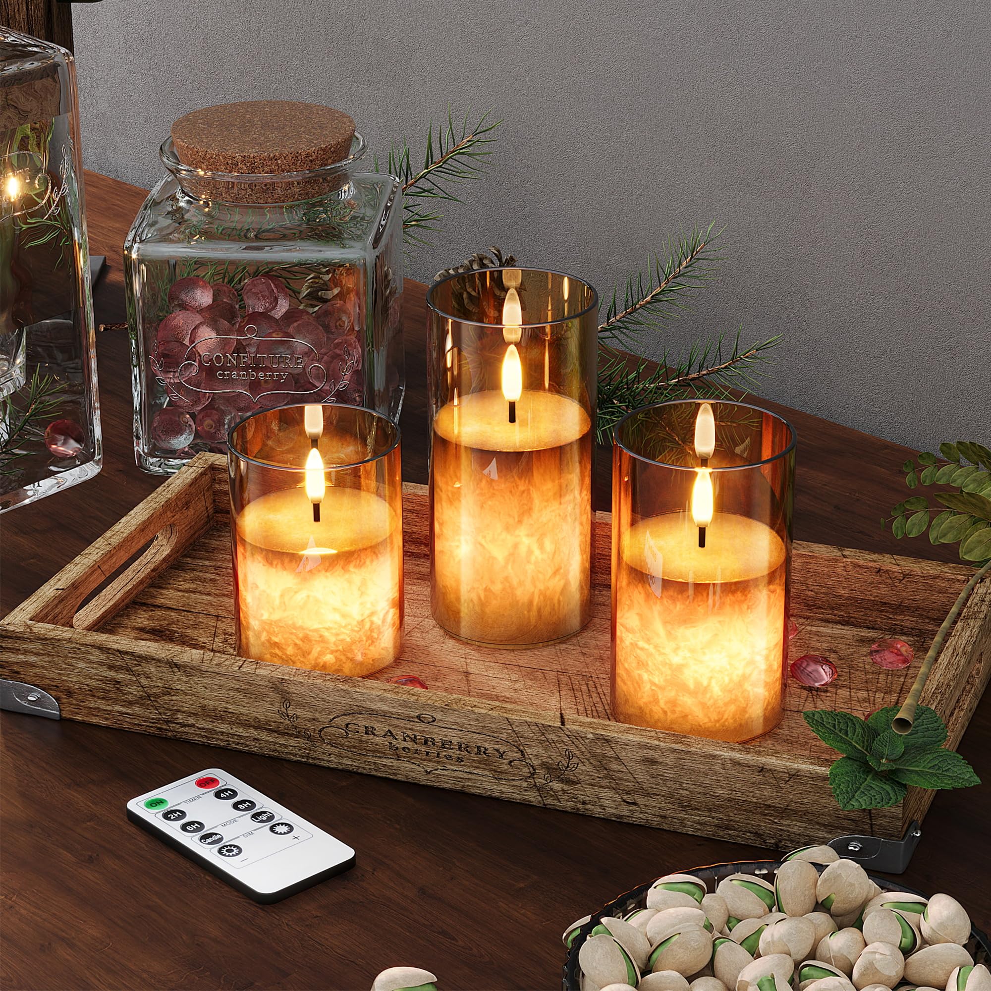 VIODAIM candle held in hand to show scale and cordless placement benefit