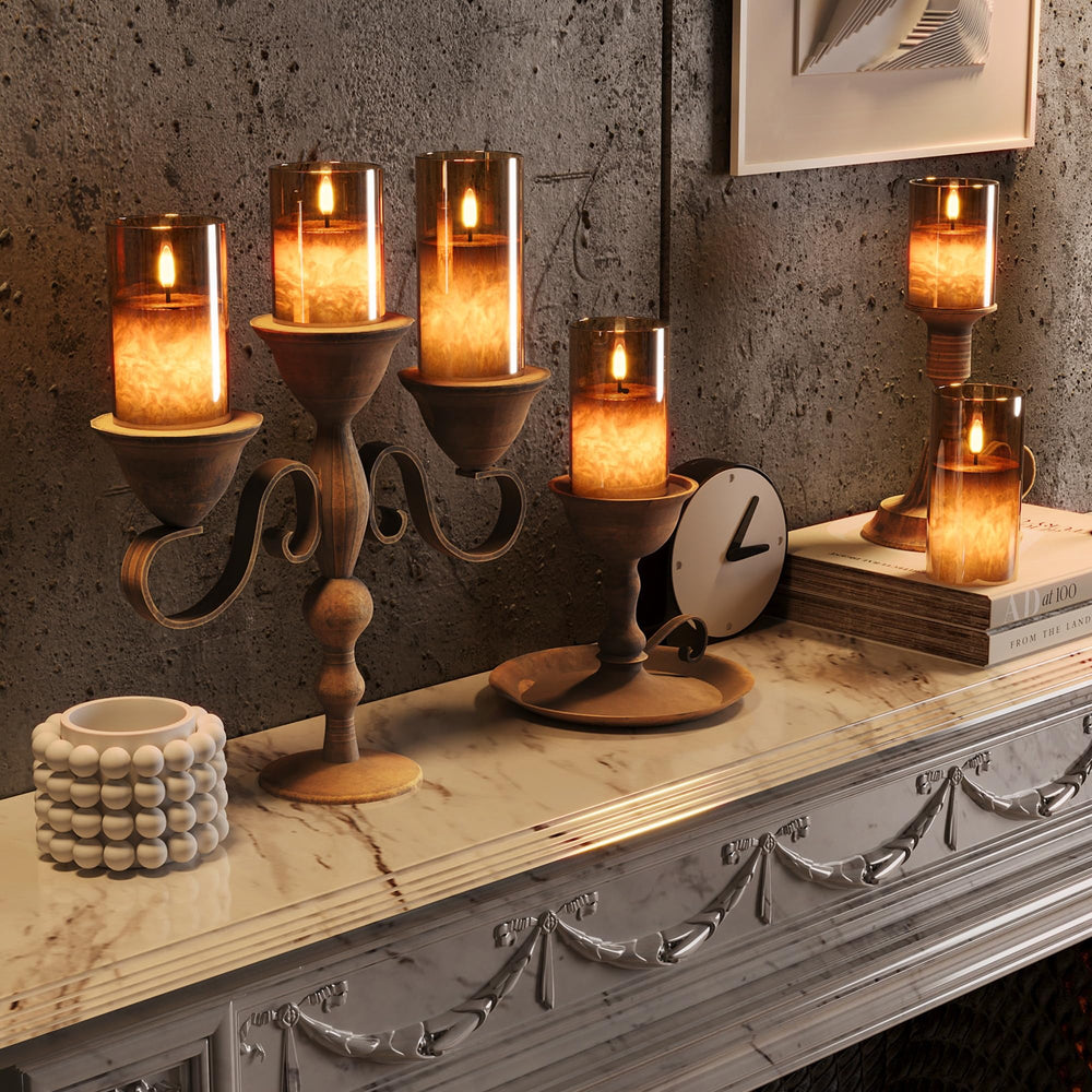 VIODAIM three pillar candle heights side-by-side for layered ambience benefit
