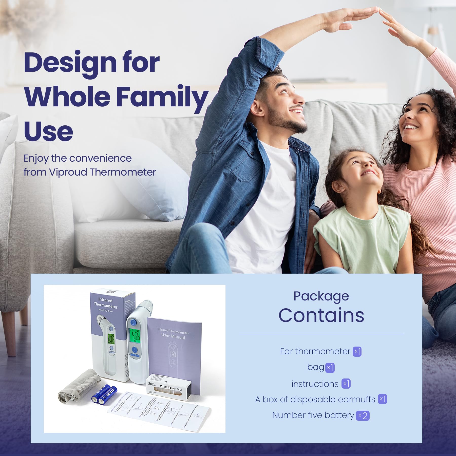 Viproud accessories and packaging including pouch batteries and quick user guide