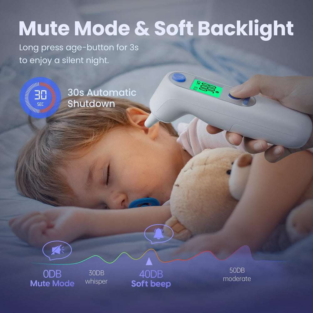Viproud in-use ear measurement showing gentle positioning for calm, accurate checks