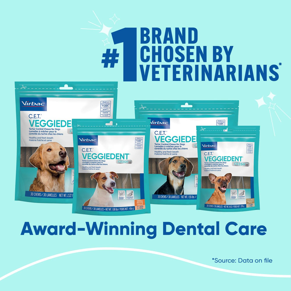 Virbac open pouch with multiple chews illustrating bag contents and freshness