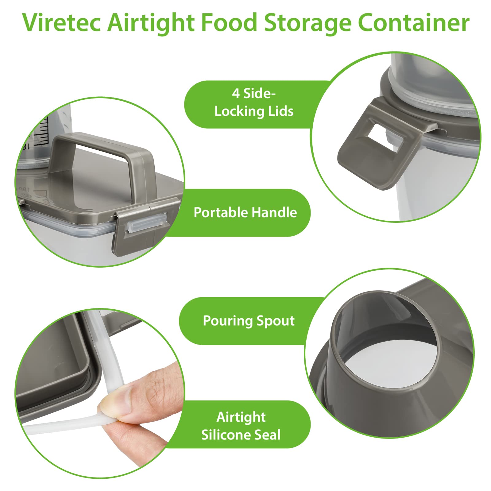 Viretec pouring rice into a bowl to demonstrate controlled, spill-free use