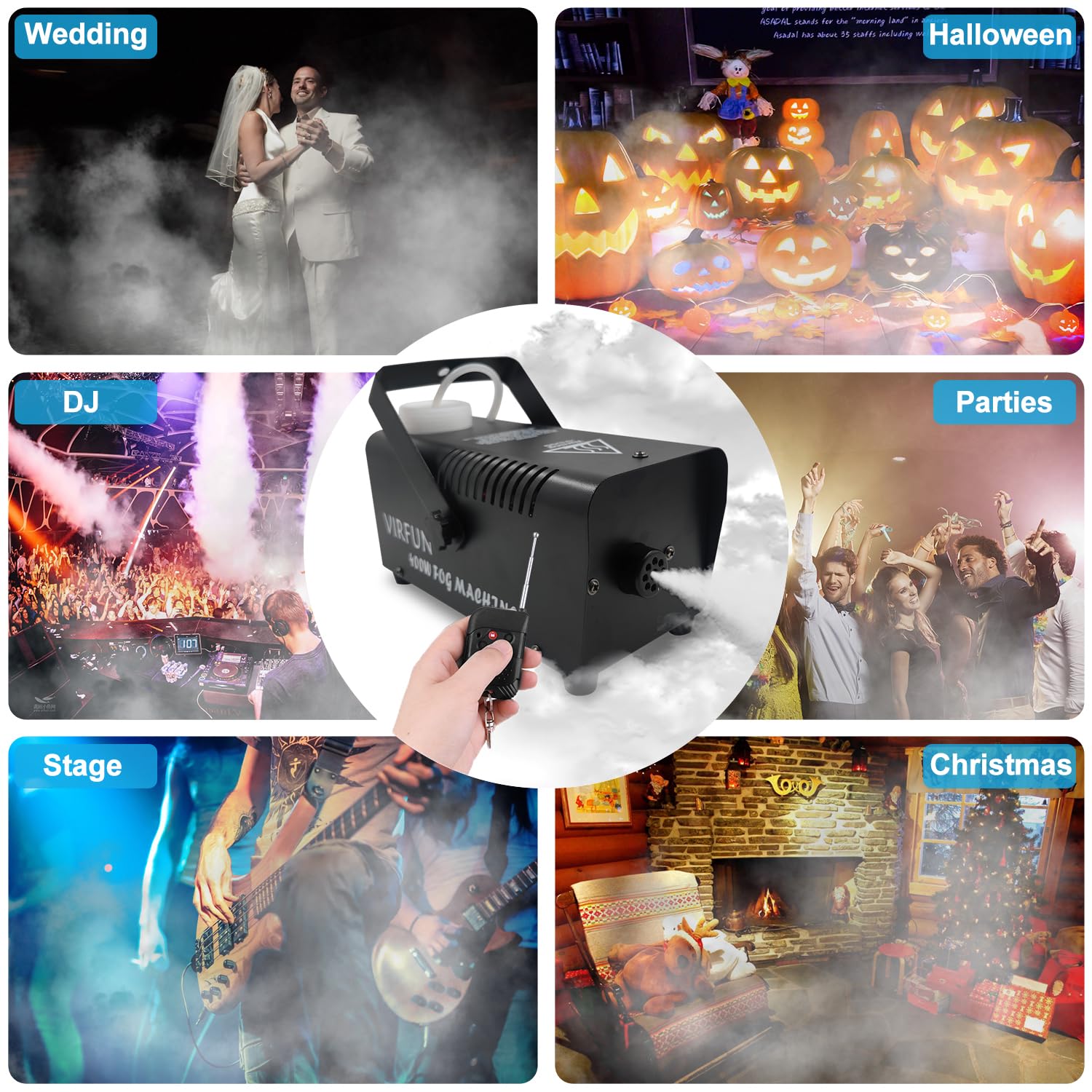 VIRFUN producing dense fog at a party for dramatic atmosphere