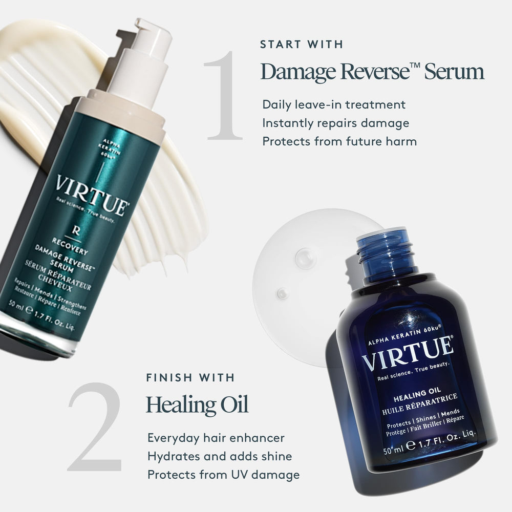 VIRTUE label close-up showing ingredient callouts and product transparency benefit