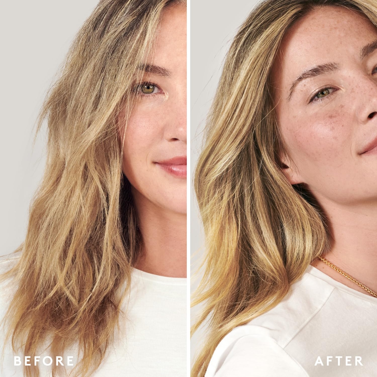 Close-up of creamy rinse from VIRTUE conditioner demonstrating rich slip benefit