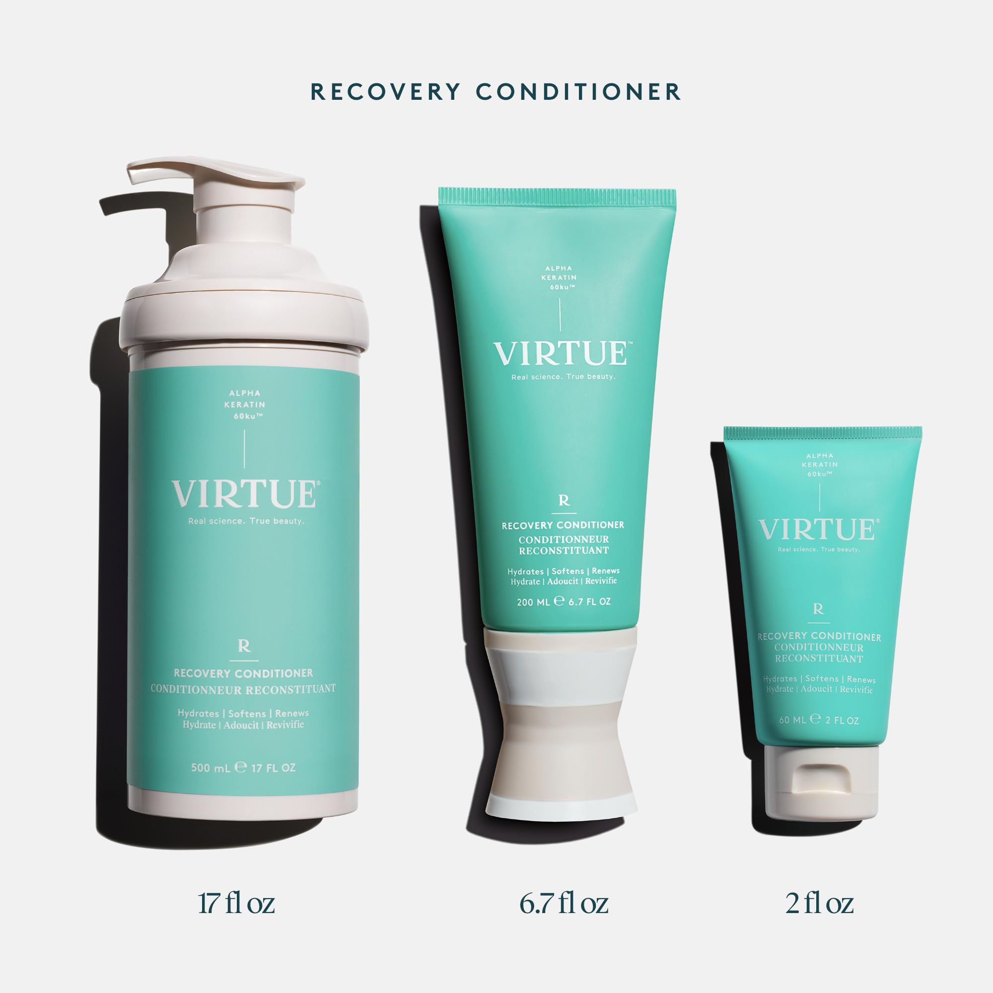 Lifestyle bathroom shelf with VIRTUE conditioner conveying salon-quality care at home