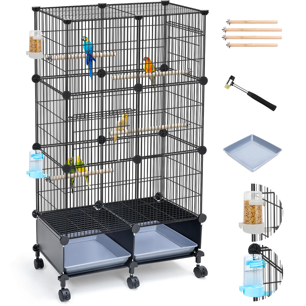 VISCOO front view of 46-inch cage showing roomy interior and secure structure