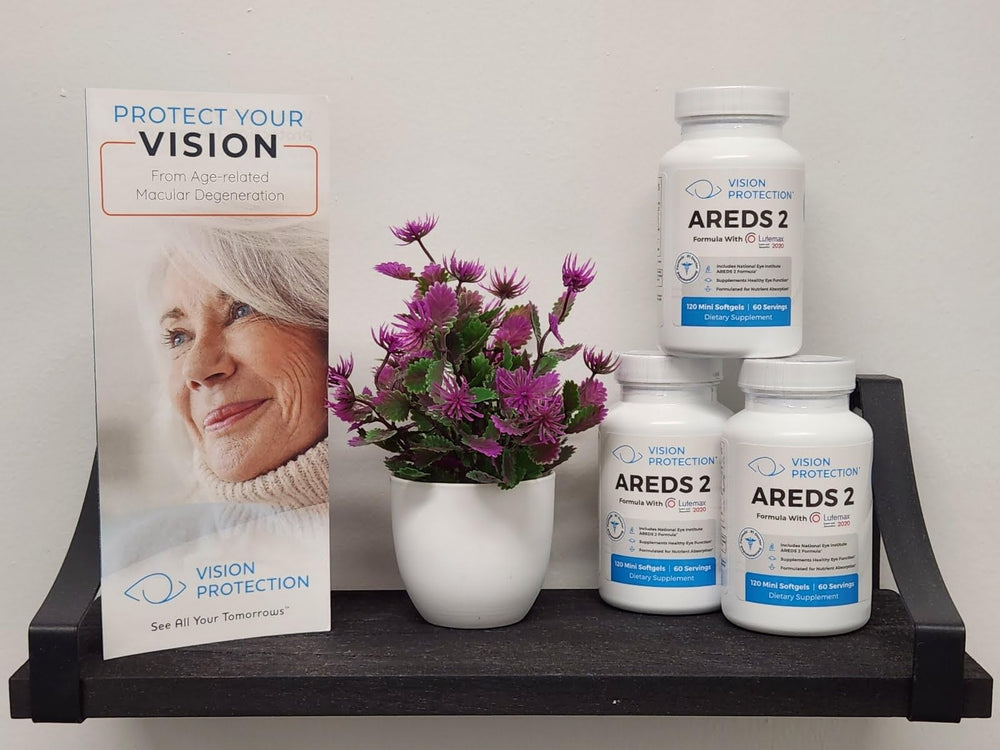 VISION PROTECTION softgel on plate next to breakfast to show meal pairing