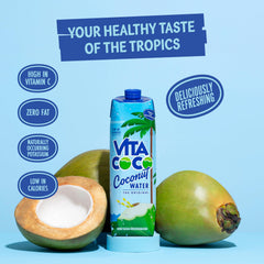 Vita Coco close-up label highlighting natural electrolytes and ingredients