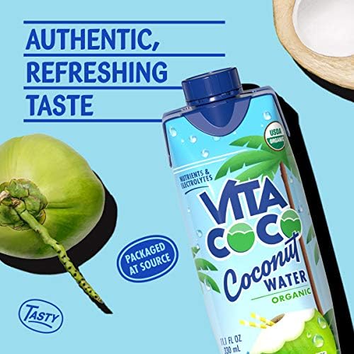 Vita Coco 11.1 oz carton beside common items to show compact size and storage ease