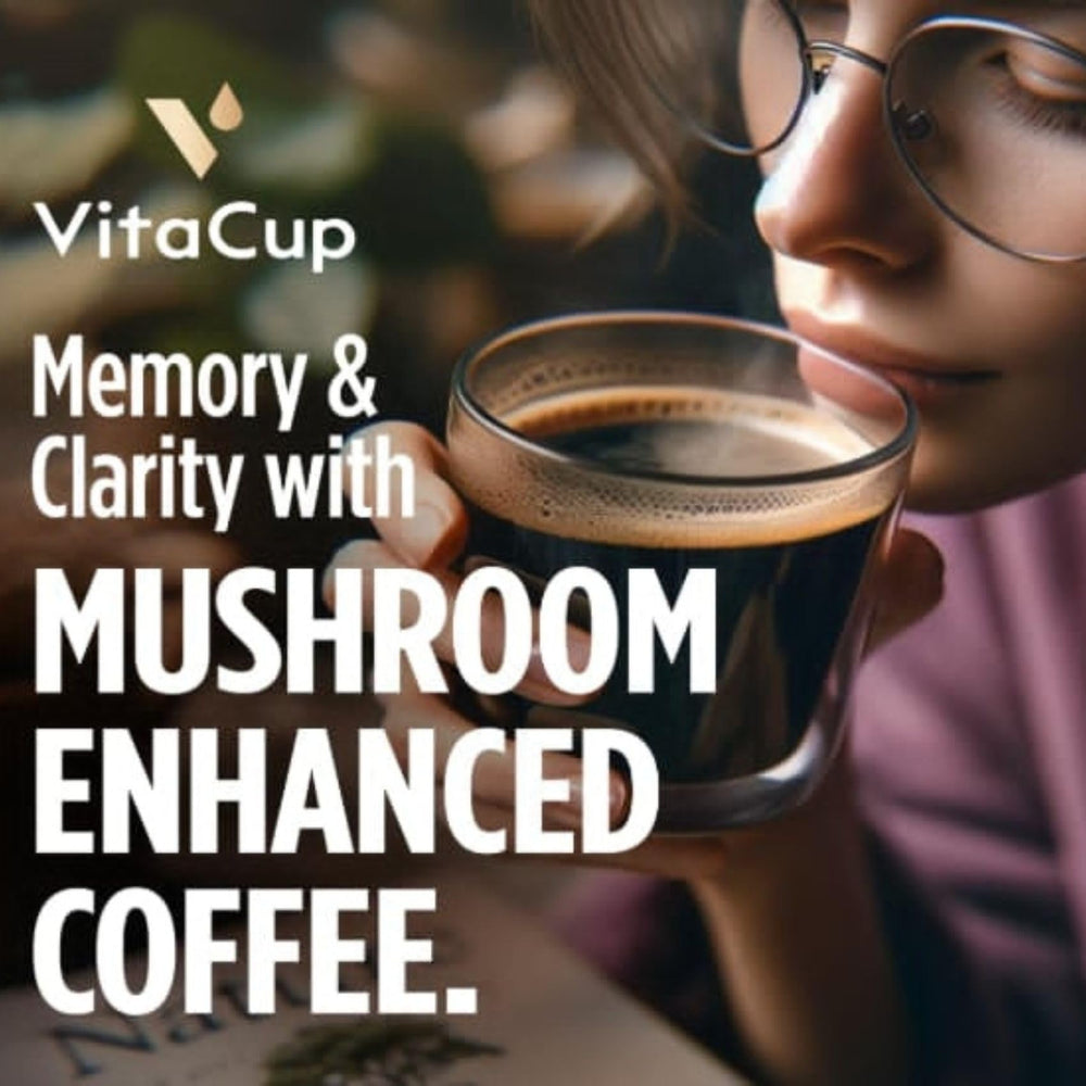 Brewed cup beside VitaCup box in a kitchen setting for easy mornings