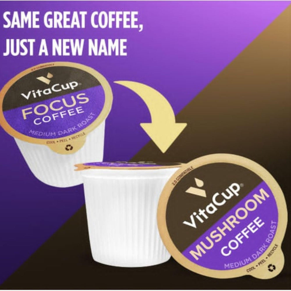 VitaCup pod close-up showing label and premium pod construction