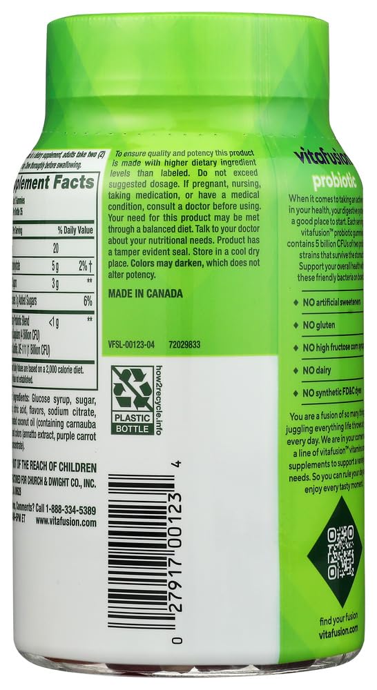vitafusion bottle open with gummies visible and easy daily access benefit